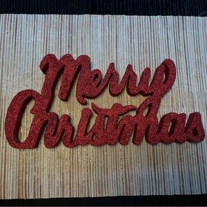 Merry Christmas Red Glitter Sign